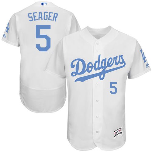 Dodgers #5 Corey Seager White Flexbase Authentic Collection Father's Day Stitched MLB Jersey - Click Image to Close